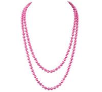 BABEYOND Gatsby Long Knot Pearl Necklace 1920s Flapper Imitation Pearls Necklace RoseRed 2PCS