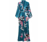 BABEYOND Kimono Dressing Gown Peacock Kimono Robe For Women Wedding Girl's Bonding Party Pyjamas 135cm Long (Turquoise)(Size: free size)