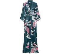 BABEYOND Kimono Dressing Gown Peacock Kimono Robe For Women Wedding Girl's Bonding Party Pyjamas 135cm Long Blackblue