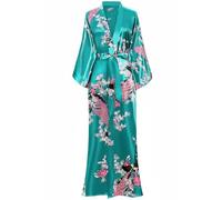 BABEYOND Kimono Dressing Gown Peacock Kimono Robe for Women Wedding Girl's Bonding Party Pyjamas 135cm (Dark Green)