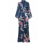 BABEYOND Kimono Dressing Gown Peacock Kimono Robe Kimono Cardigans for Women Wedding Girl's Bonding Party Pyjamas 135cm (Prussianblue)