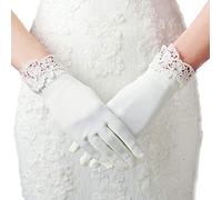 BABEYOND Lace Gloves for Women - Wedding Floral Bridal Gloves Opera Party 1920s Flapper Accessories, White, One Size