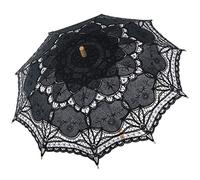 BABEYOND Lace Umbrella Parasol Vintage Wedding Bridal Umbrella for Decoration Photo Lady Costume 1920s Party (Black)