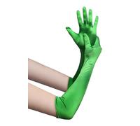 BABEYOND Long Evening Gloves, Satin Elbow Bridal Fancy Dress Glove Wedding Prom Opera 1920s Style for Women (Long Smooth 52cm/Green)