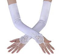 BABEYOND Long Evening Gloves Satin Elbow Gloves Bridal Fancy Dress Gloves Wedding Prom Opera Gloves 1920s Style for Women (Smooth 45cm/White)
