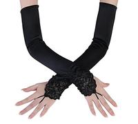 BABEYOND Long Evening Gloves Satin Elbow Gloves Bridal Fancy Dress Gloves Wedding Prom Opera Gloves 1920s Style for Women (Smooth 45cm/Black)