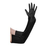 BABEYOND Long Evening Gloves Satin Elbow Gloves Bridal Fancy Dress Gloves Wedding Prom Opera Gloves 1920s Style for Women (Long Smooth 55cm/Black)