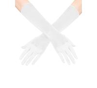 BABEYOND Long Opera Party 20s Satin Gloves Stretchy Adult Size Elbow Length 15 Inches, White, One Size