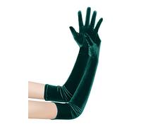 BABEYOND Long Opera Party Gloves - 1920s Flapper Gatsby Costume Accessories Velvet Tea Party Elbow Gloves, Dark Green, One Size