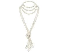 BABEYOND Long Pearl Necklace Faux Pearls Necklace Beaded Long Pearls Necklace 1920s Gatsby Costume Jewelry, Handmade lustrous imitation pearls, Created Pearl