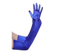 BABEYOND Long Satin Elbow Gloves - Bridal & Fancy Dress Gloves for Women (A-Smooth 52cm/Blue)