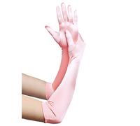 BABEYOND Long Satin Opera Gloves - Bridal & Wedding Elbow Length Classic Gloves (52cm/Pink)