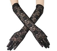 BABEYOND Long Wedding Gloves Lace Bridal Gloves Bridal Fancy Dress Gloves Wedding Prom Opera Gloves 1920s Accessories for Women(Long Black)