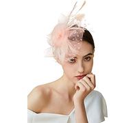 BABEYOND Mesh Feather Fascinator Flower Hair Clip Fascinators Hat Bridal Headpiece Wedding Church Tea Party Derby Hats Race Hatss (Champagne)