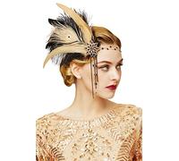 BABEYOND Peacock Feather Headband 1920s Feather Headpiece Roaring 20's Party Headpiece