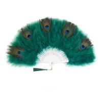 BABEYOND Roaring 20s Vintage Style Peacock & Black Marabou Feather Fan Flapper Accessories for Costume Halloween Dancing Party Tea Party Variety Show