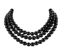 BABEYOND Round Imitation Pearl Necklace Vintage Multi Strands Necklace 20s Flapper Necklace for Party, Zinc, Created Pearl