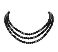 BABEYOND Round Imitation Pearl Necklace Vintage Multi Strands Necklace 20s Flapper Necklace for Party, Zinc, Created Pearl