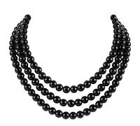 BABEYOND Round Imitation Pearl Necklace Vintage Multi Strands Necklace 20s Flapper Necklace for Party, Zinc, Created Pearl