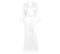 BABEYOND Satin Kimono Robe Long Bridesmaid Wedding Bath Robe with Lace Trim