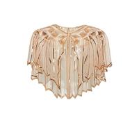 BABEYOND Sequin Beaded Art Deco Evening Cape Women's 1920s Shawl Wedding Party Shawl Scarf (Rose Gold)