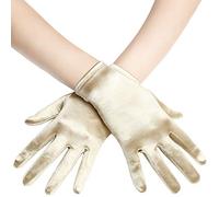 BABEYOND Short Satin Gloves for Women - Silk Opera Wedding Bridal Gloves Tea Party Banquet Costume 1920s Flapper Accessories, Champagne, One Size