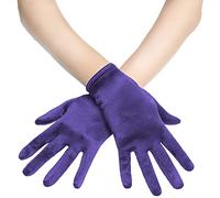 BABEYOND Short Satin Gloves for Women - Silk Opera Wedding Bridal Gloves Tea Party Banquet Costume 1920s Flapper Accessories, Purple, One Size