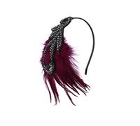BABEYOND Vintage 1920s Headband 1920s Headpiece Feather Beaded Headband Crystal Flapper Headpiece Great Gatsby Costume Accessories Roaring 20's Accessories Winered