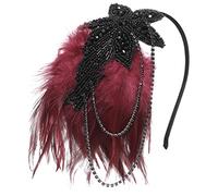 BABEYOND Vintage 1920s Headband 1920s Headpiece Feather Beaded Headband Crystal Flapper Headpiece Great Gatsby Costume Accessories Roaring 20's Accessories Blackwinered