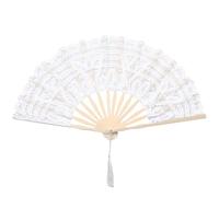 BABEYOND Vintage Lace Feather Fan - 1920s Flapper Style Folding Fan for Weddings, Carnivals, Halloween & Costume Accessories White