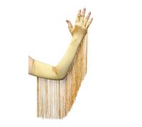 BABEYOND Vintage Long Opera Pageant Gloves 1920s Fringe Fingerless Gloves Elbow Gloves for Costume Party Wedding, Gold, One Size