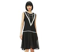 BABEYOND Women’s 1920s Inspired Dress - Flapper Dress Low-Waist Dress Sleeveless Party Chiffon Dress for Women, Black, L