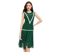BABEYOND Women's 1920s Inspired Flapper Dress - Low-Waist Sleeveless Party Chiffon Dress, Green, XL