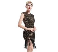 BABEYOND Women's Flapper Dresses 1920s Beaded Fringed Great Gatsby Dress (Gold, XX-Large)