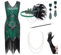 BABEYOND Women's Flapper Dresses 1920s V Neck Beaded Fringed Great Gatsby Dress