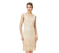 BABEYOND Women's Flapper Dresses 1920s V Neck Beaded Fringed Great Gatsby Dress