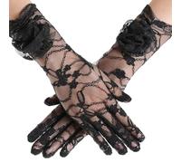 BABEYOND Women's Lace Opera Gloves - Floral Stretch Gloves Tea Party & Wedding Accessories for Prom, Evening, 1920s Gatsby Fancy Dress Black
