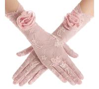 BABEYOND Women's Lace Opera Gloves - Floral Stretch Gloves Tea Party & Wedding Accessories for Prom, Evening, 1920s Gatsby Fancy Dress NudePink