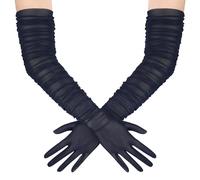 BABEYOND Women's Long Opera Gloves - Soft Stretchy Mesh Tulle Elegant Wedding & Evening Gloves for Vintage, Prom, Cocktail Party，Carnivals and Christmas Celebrations NavyBlue