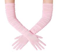 BABEYOND Women's Long Opera Gloves - Soft Stretchy Mesh Tulle Elegant Wedding & Evening Gloves for Vintage, Prom, Cocktail Party，Carnivals and Christmas Celebrations LightPink