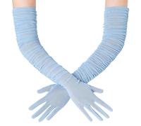 BABEYOND Women's Long Opera Gloves - Soft Stretchy Mesh Tulle Elegant Wedding & Evening Gloves for Vintage, Prom, Cocktail Party，Carnivals and Christmas Celebrations LightBlue