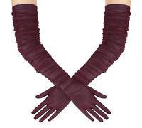 BABEYOND Women's Long Opera Gloves - Soft Stretchy Mesh Tulle Elegant Wedding & Evening Gloves for Vintage, Prom, Cocktail Party，Carnivals and Christmas Celebrations Winered