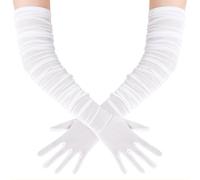 BABEYOND Women's Long Opera Gloves - Soft Stretchy Mesh Tulle Elegant Wedding & Evening Gloves for Vintage, Prom, Cocktail Party，Carnivals and Christmas Celebrations White