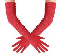 BABEYOND Women's Long Opera Gloves - Soft Stretchy Mesh Tulle Elegant Wedding & Evening Gloves for Vintage, Prom, Cocktail Party，Carnivals and Christmas Celebrations Red