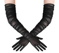 BABEYOND Women's Long Opera Gloves - Soft Stretchy Mesh Tulle Elegant Wedding & Evening Gloves for Vintage, Prom, Cocktail Party，Carnivals and Christmas Celebrations Black