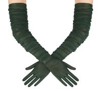 BABEYOND Women's Long Opera Gloves - Soft Stretchy Mesh Tulle Elegant Wedding & Evening Gloves for Vintage, Prom, Cocktail Party，Carnivals and Christmas Celebrations DarkGreen
