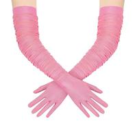 BABEYOND Women's Long Opera Gloves - Soft Stretchy Mesh Tulle Elegant Wedding & Evening Gloves for Vintage, Prom, Cocktail Party，Carnivals and Christmas Celebrations Pink