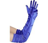 BABEYOND Women's Long Satin Gloves Elbow Length 1920s Flapper Gloves for Great Gatsby Party Prom Opera Vintage Themed Events Blue