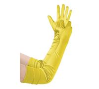 BABEYOND Women's Long Satin Gloves Elbow Length 1920s Flapper Gloves for Great Gatsby Party Prom Opera Vintage Themed Events Yellow
