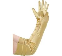BABEYOND Women's Long Satin Gloves Elbow Length 1920s Flapper Gloves for Great Gatsby Party Prom Opera Vintage Themed Events Gold